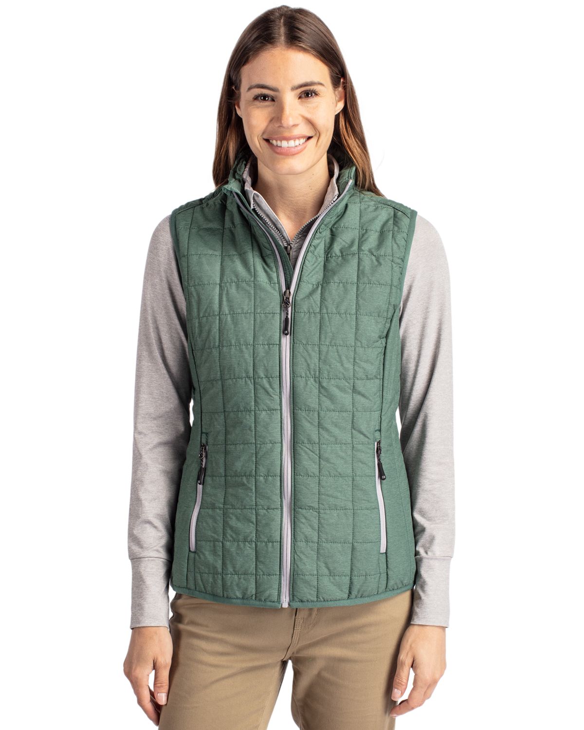 Cutter & Buck Rainier Recycled Insulated Puffer Womens Full Zip Vest