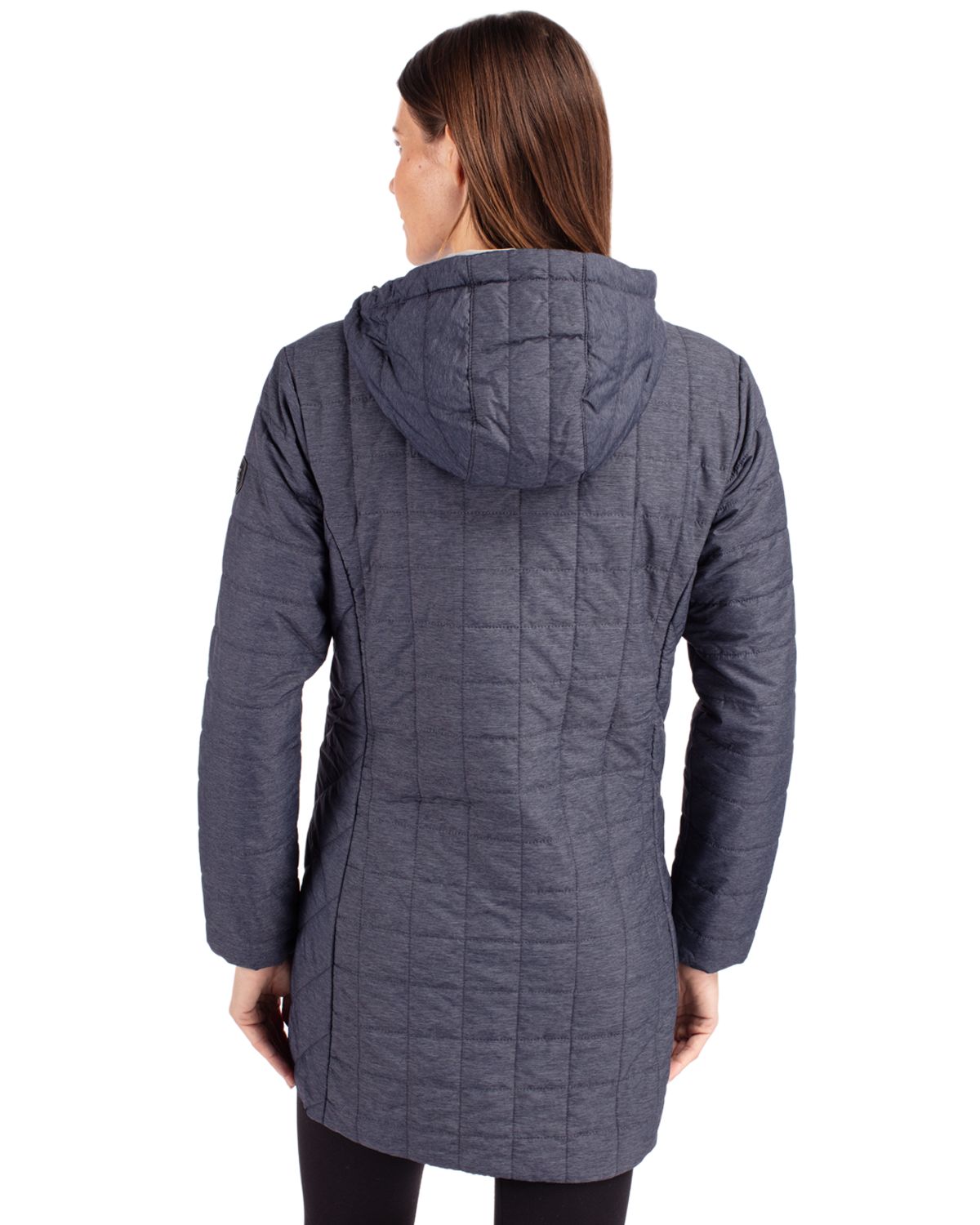 Cutter & Buck Rainier Recycled Insulated Puffer Womens Full Zip Hooded Long Coat