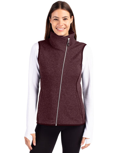 Cutter & Buck Mainsail Sweater-Knit Womens Full Zip Asymmetrical Vest