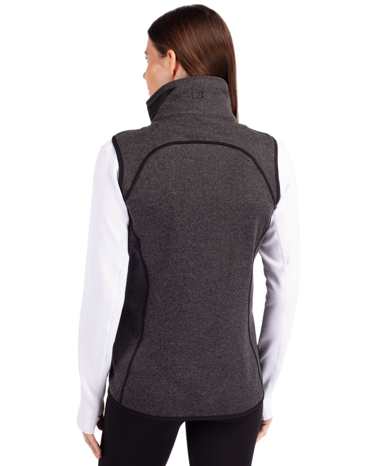 Cutter & Buck Mainsail Sweater-Knit Womens Full Zip Asymmetrical Vest