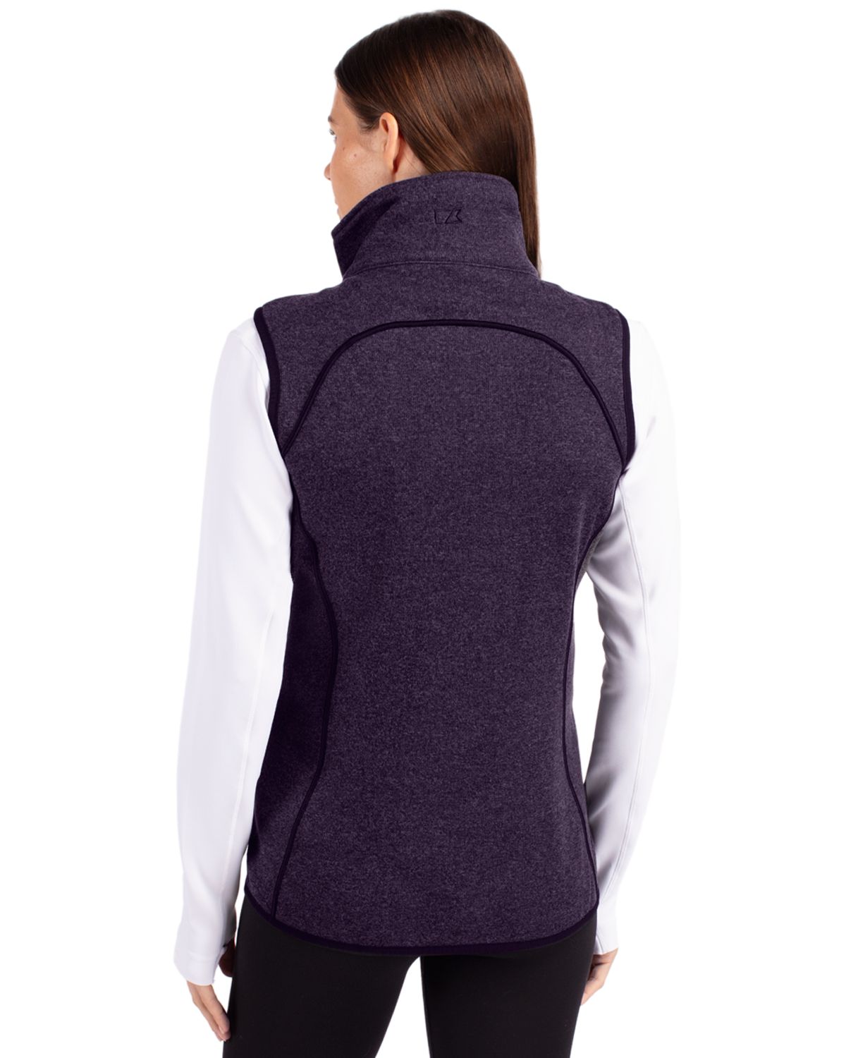 Cutter & Buck Mainsail Sweater-Knit Womens Full Zip Asymmetrical Vest