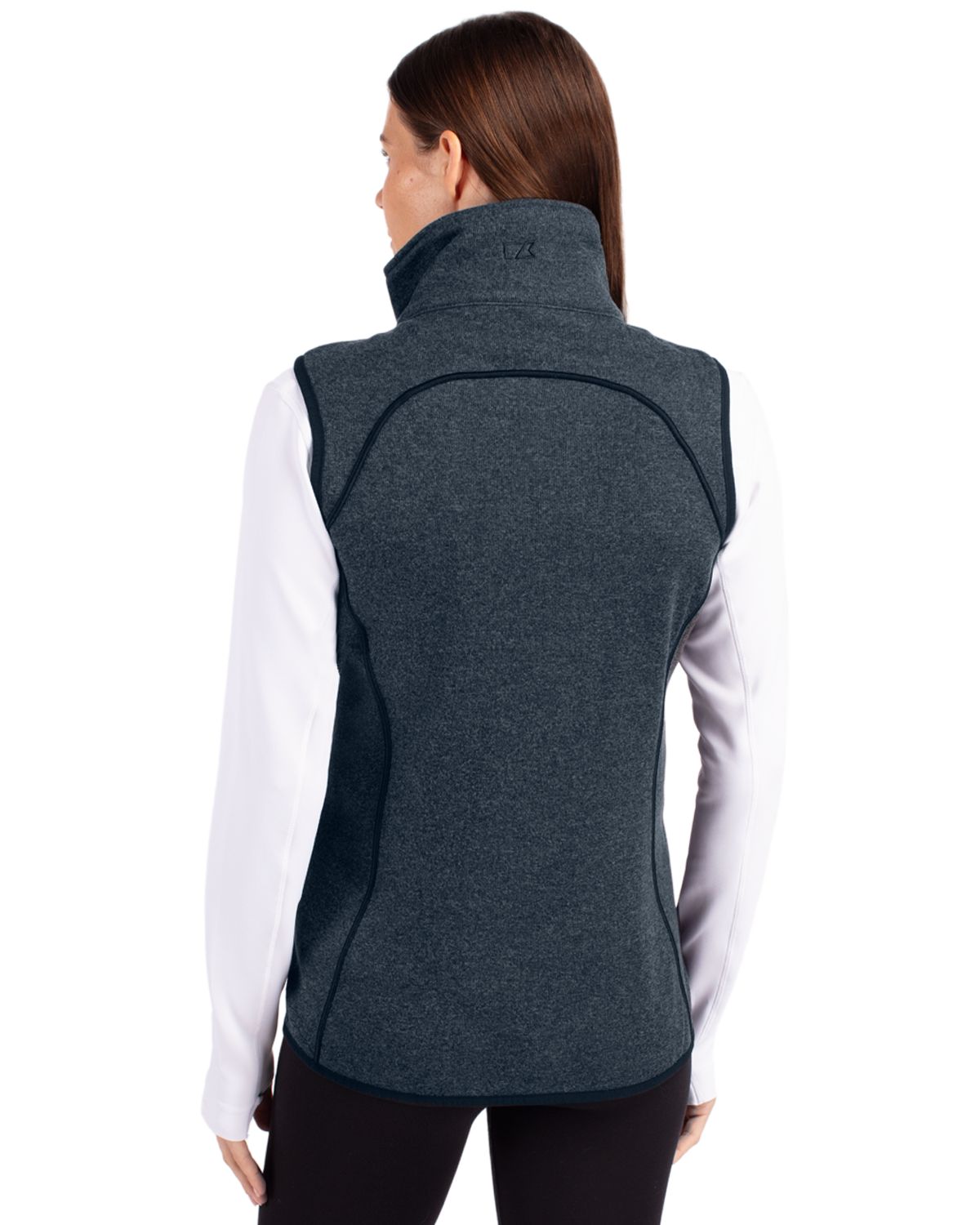 Cutter & Buck Mainsail Sweater-Knit Womens Full Zip Asymmetrical Vest