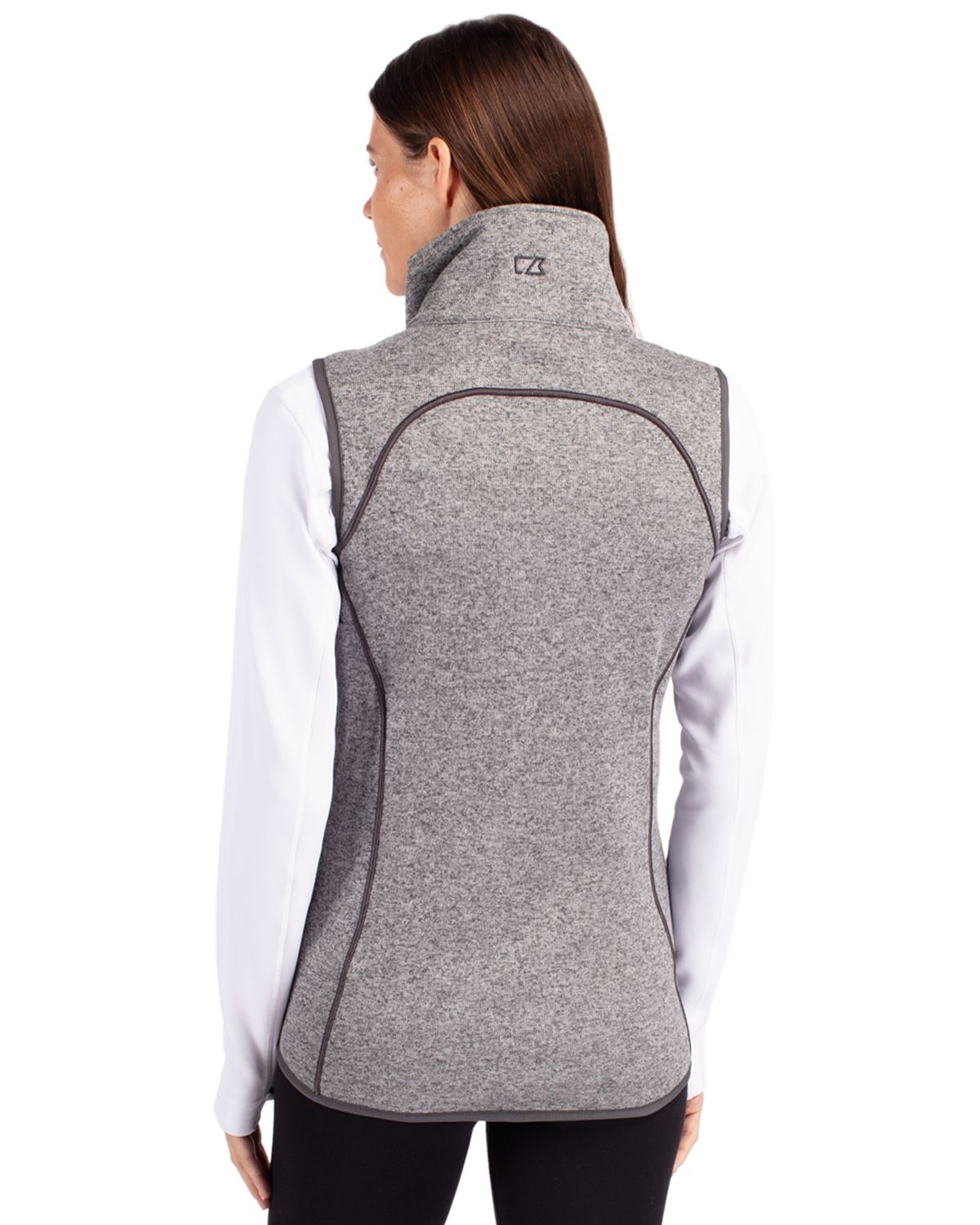 Cutter & Buck Mainsail Sweater-Knit Womens Full Zip Asymmetrical Vest