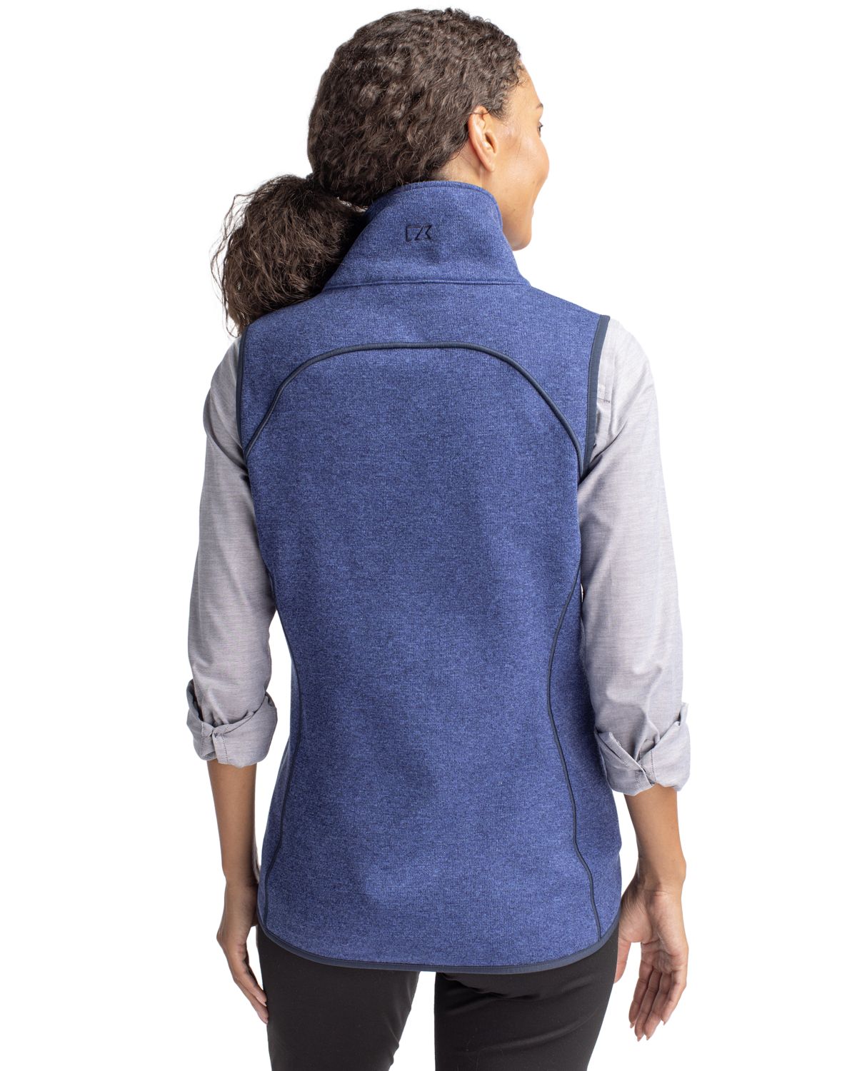 Cutter & Buck Mainsail Sweater-Knit Womens Full Zip Asymmetrical Vest