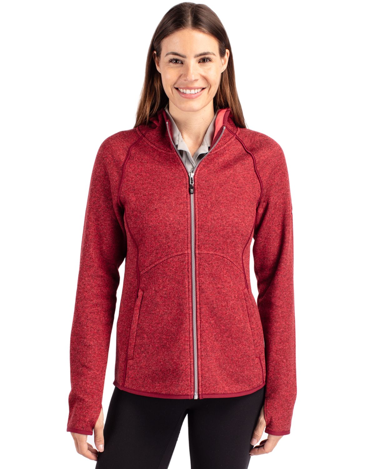 Cutter & Buck Mainsail Sweater-Knit Womens Full Zip Hooded Jacket