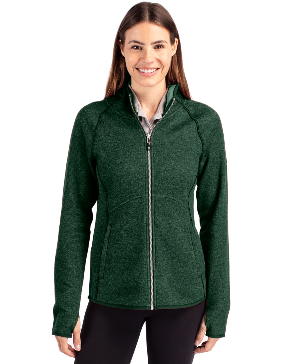 Cutter & Buck Mainsail Sweater-Knit Womens Full Zip Hooded Jacket
