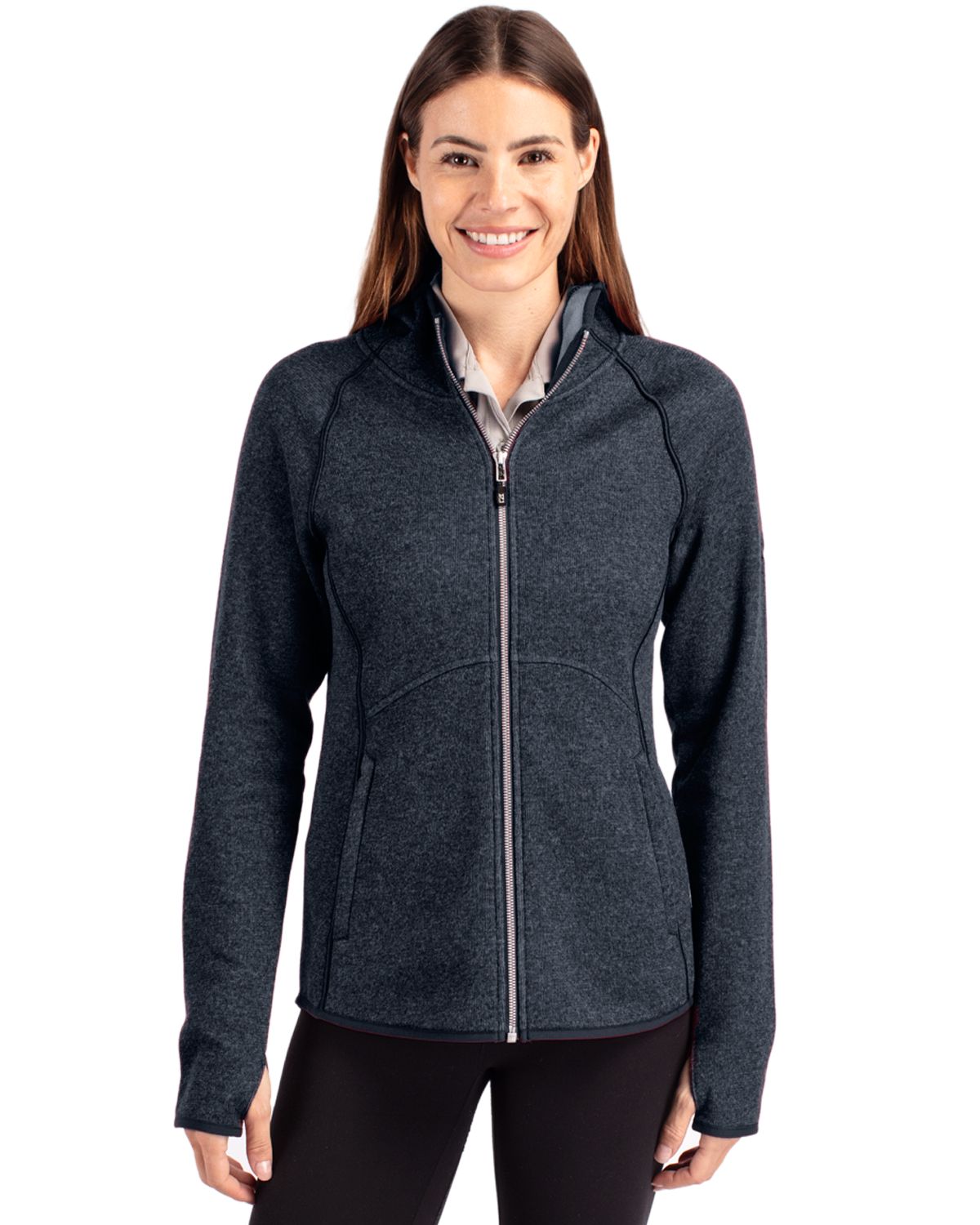 Cutter & Buck Mainsail Sweater-Knit Womens Full Zip Hooded Jacket