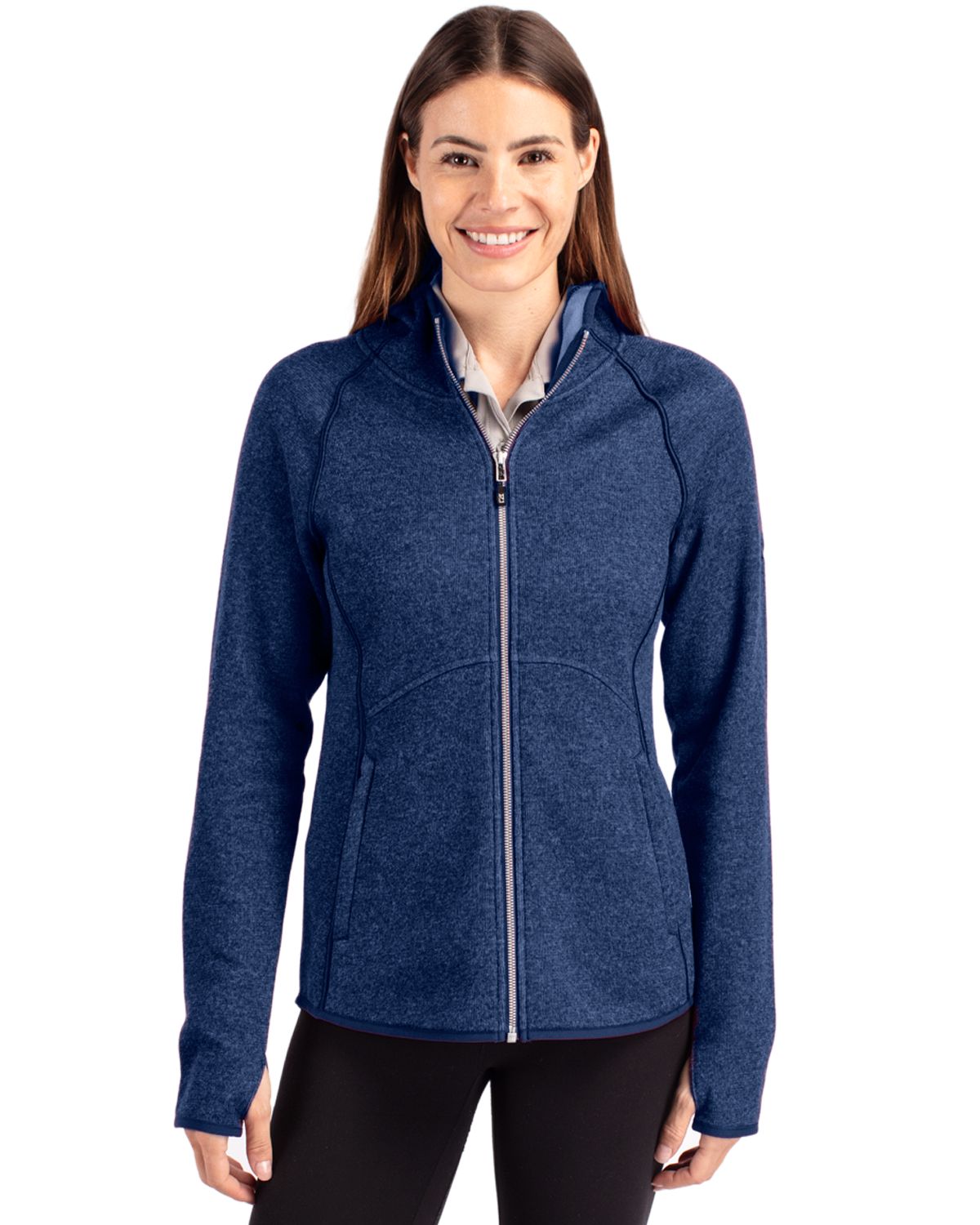 Cutter & Buck Mainsail Sweater-Knit Womens Full Zip Hooded Jacket