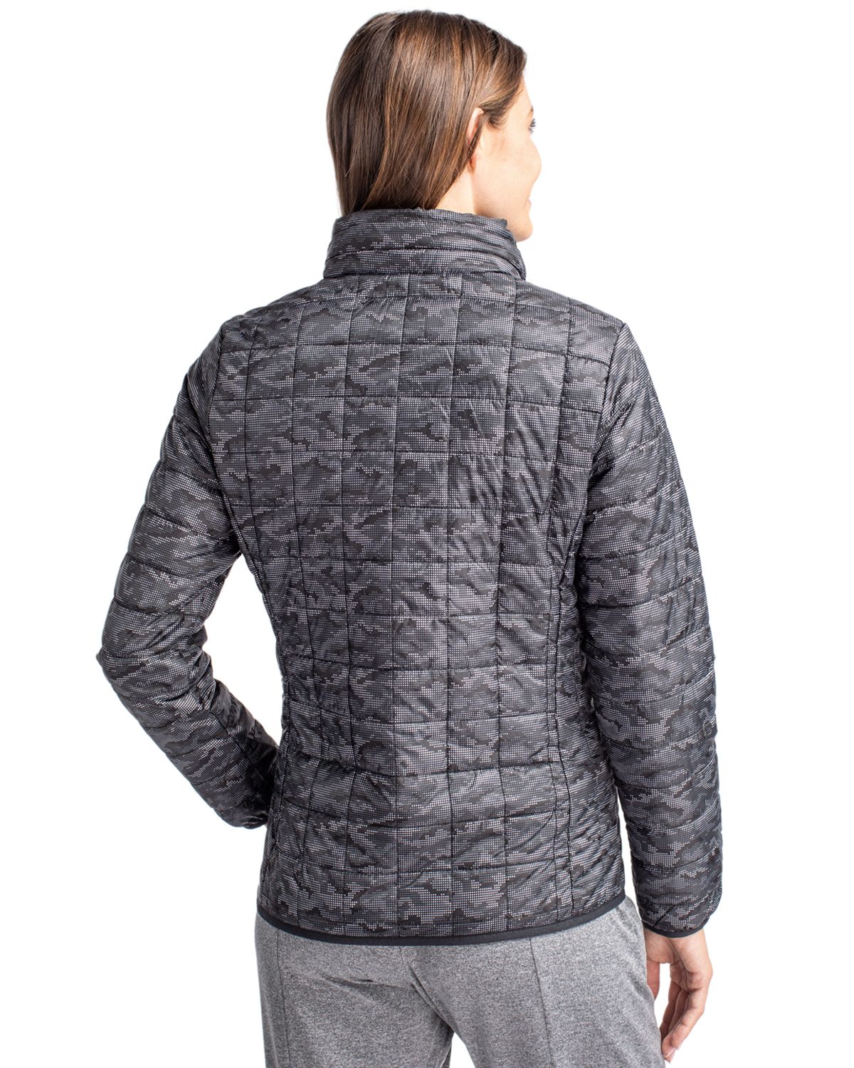 Cutter & Buck Rainier Recycled Insulated Printed Puffer Womens Full Zip Jacket