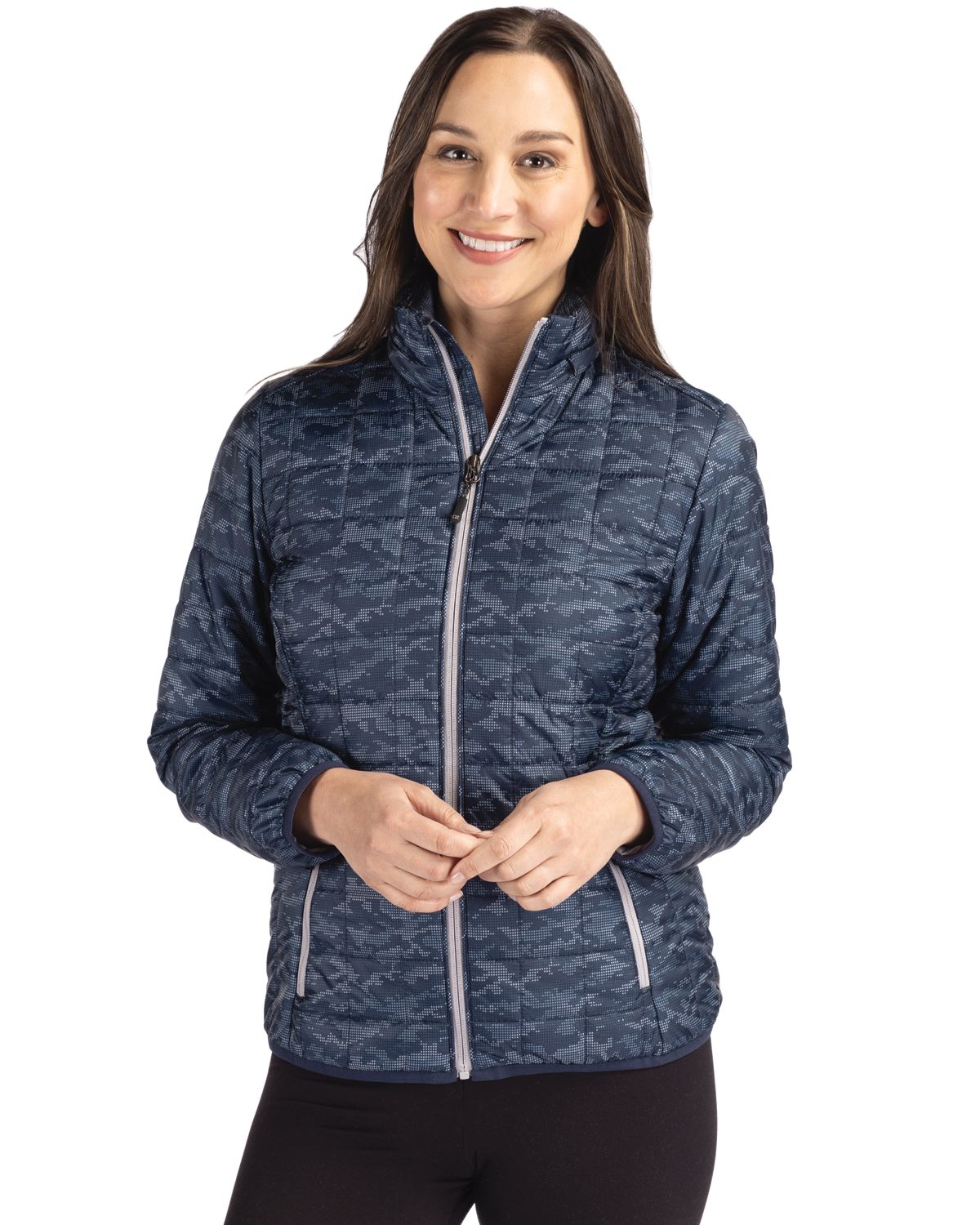 Cutter & Buck Rainier Recycled Insulated Printed Puffer Womens Full Zip Jacket