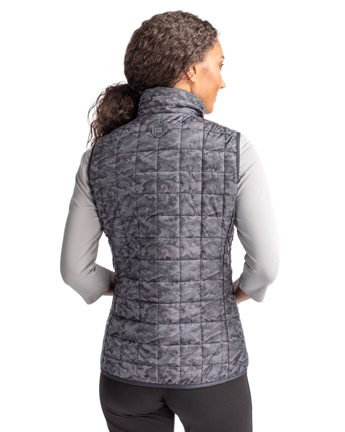 Cutter & Buck Rainier Recycled Insulated Printed Puffer Womens Full Zip Vest