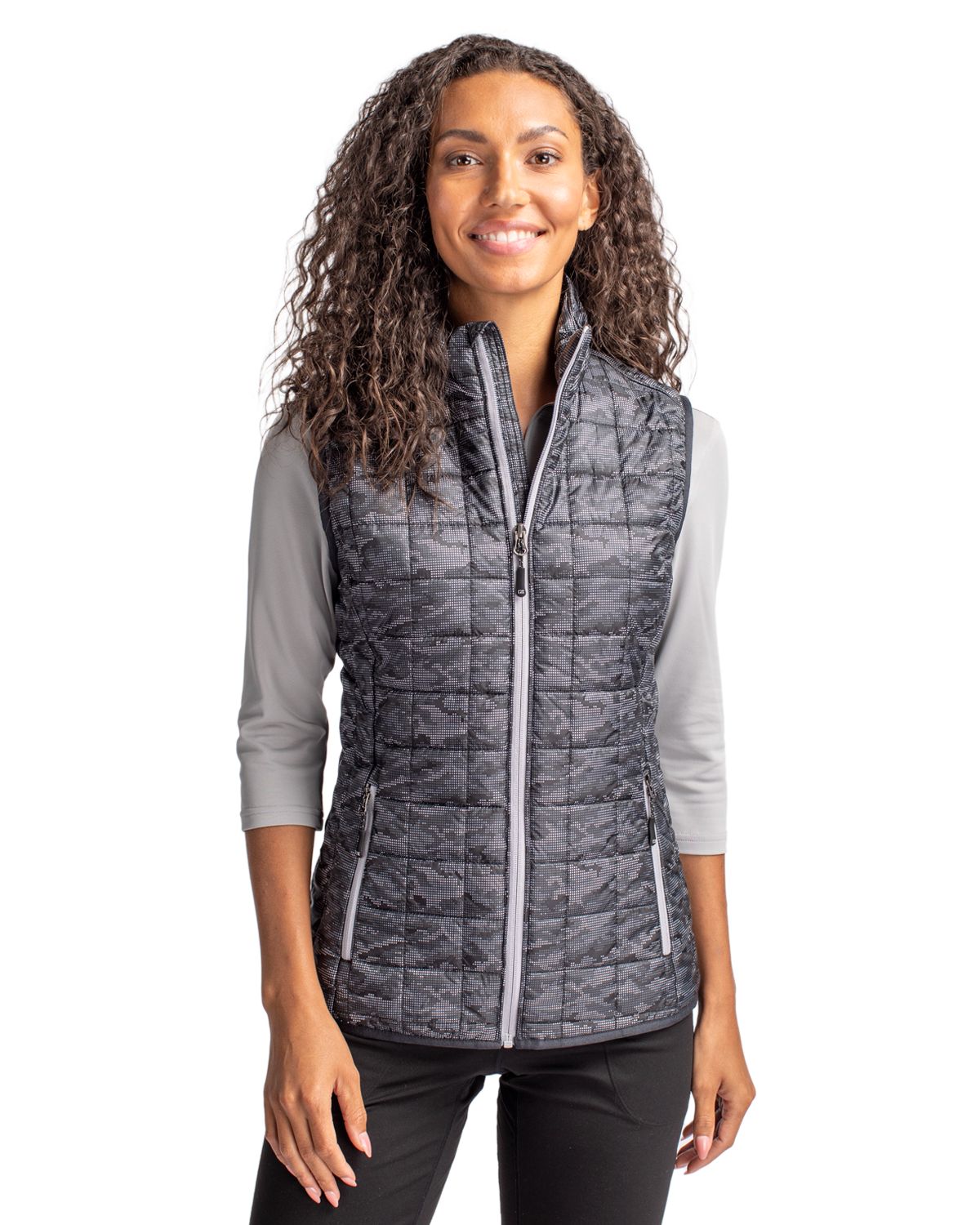 Cutter & Buck Rainier Recycled Insulated Printed Puffer Womens Full Zip Vest
