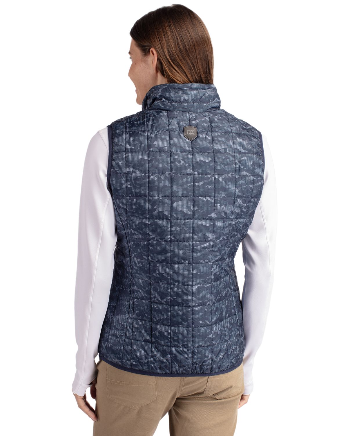 Cutter & Buck Rainier Recycled Insulated Printed Puffer Womens Full Zip Vest