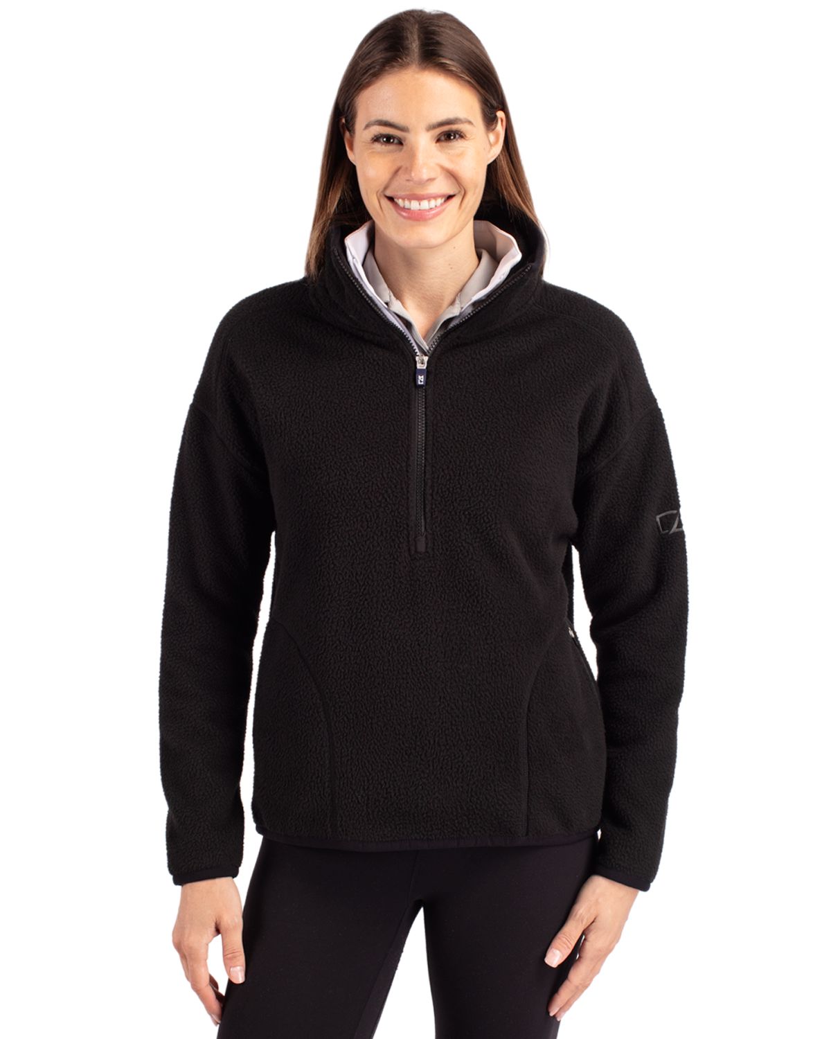 Cutter & Buck Cascade Epic Comfort Recycled Sherpa Fleece Womens Pullover Jacket