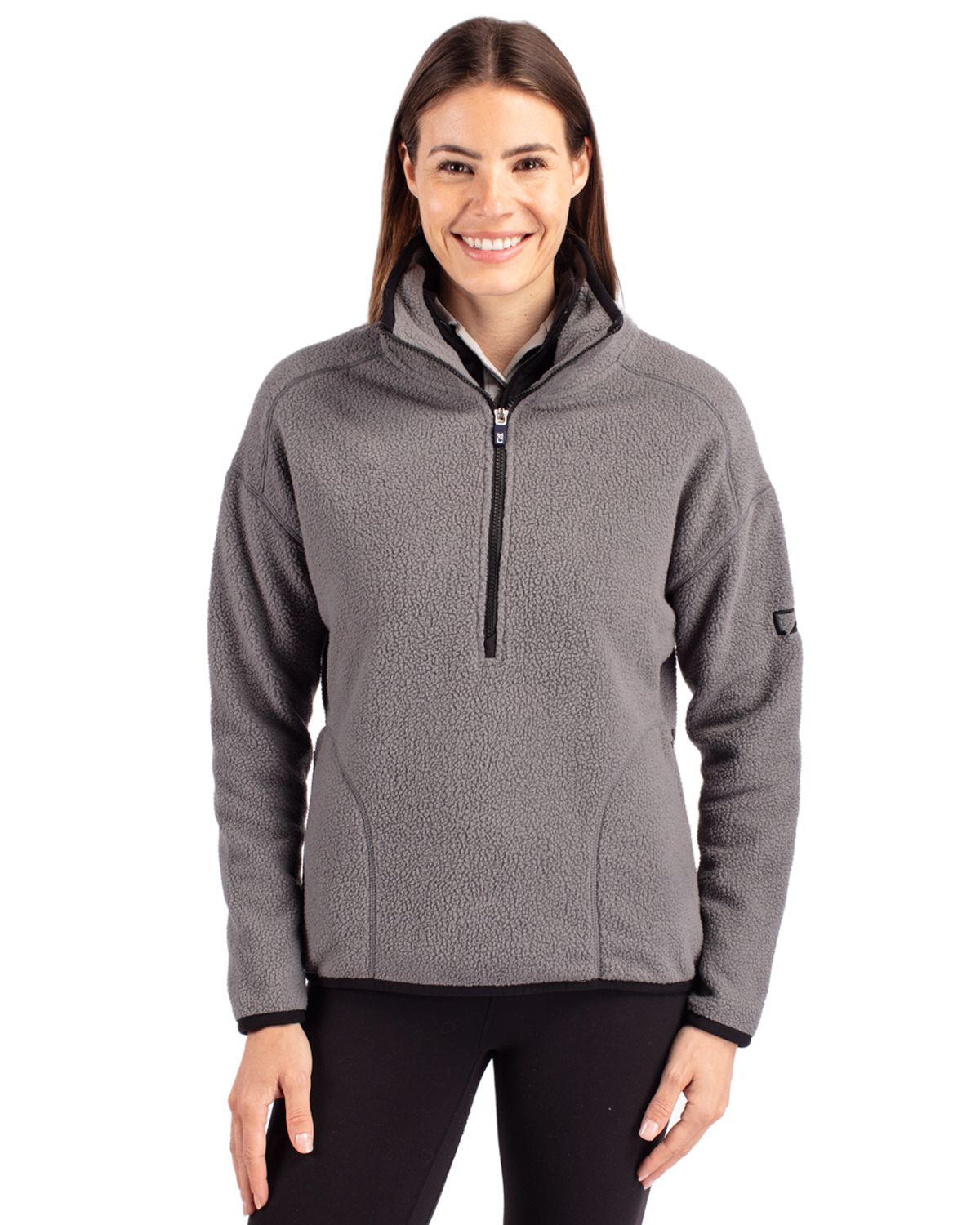 Cutter & Buck Cascade Epic Comfort Recycled Sherpa Fleece Womens Pullover Jacket
