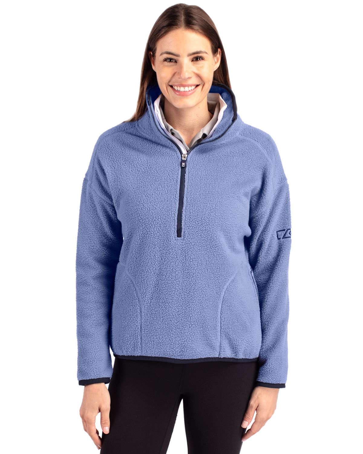 Cutter & Buck Cascade Epic Comfort Recycled Sherpa Fleece Womens Pullover Jacket