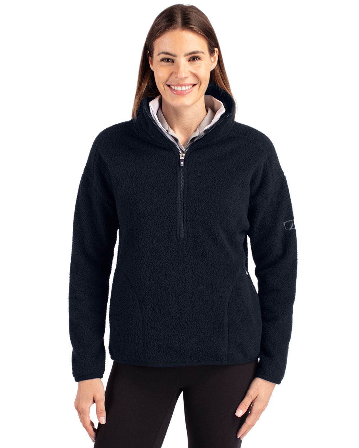 Cutter & Buck Cascade Epic Comfort Recycled Sherpa Fleece Womens Pullover Jacket