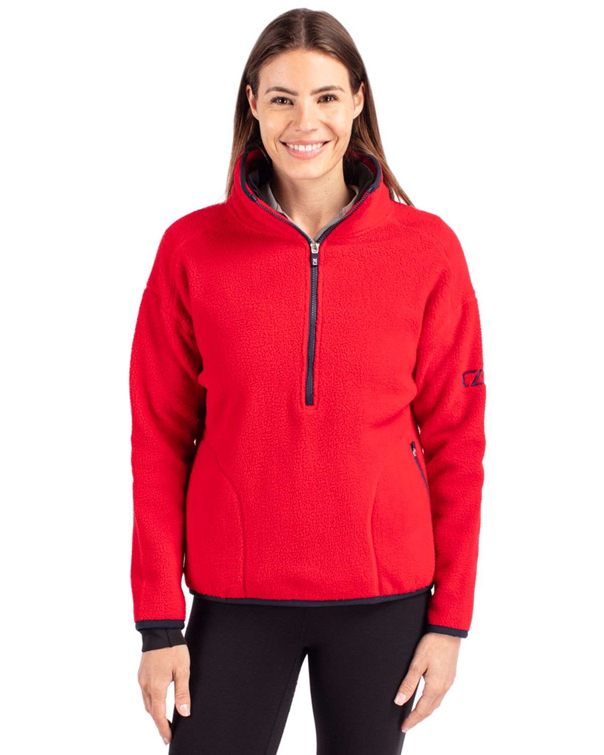 Cutter & Buck Cascade Epic Comfort Recycled Sherpa Fleece Womens Pullover Jacket