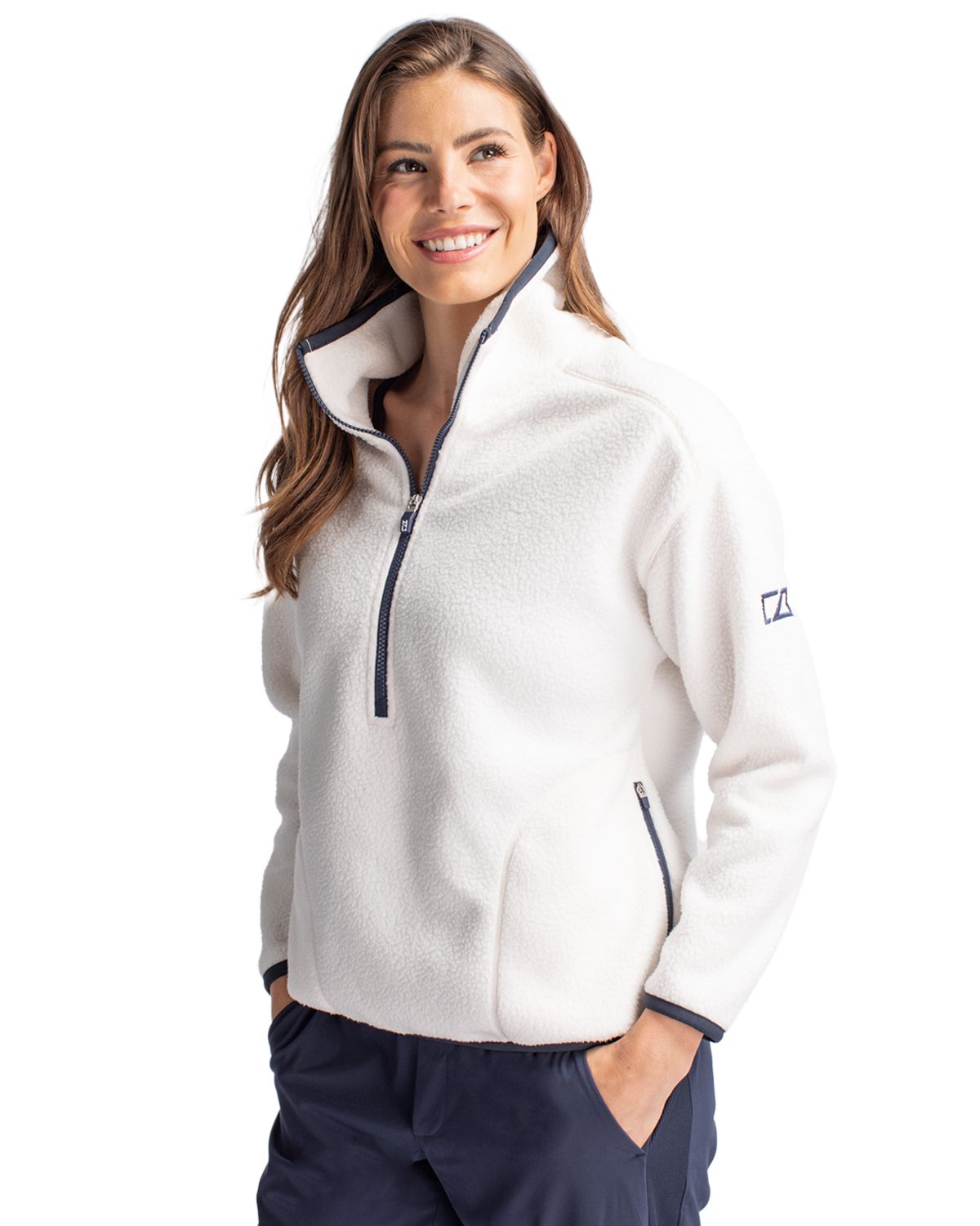 Cutter & Buck Cascade Epic Comfort Recycled Sherpa Fleece Womens Pullover Jacket