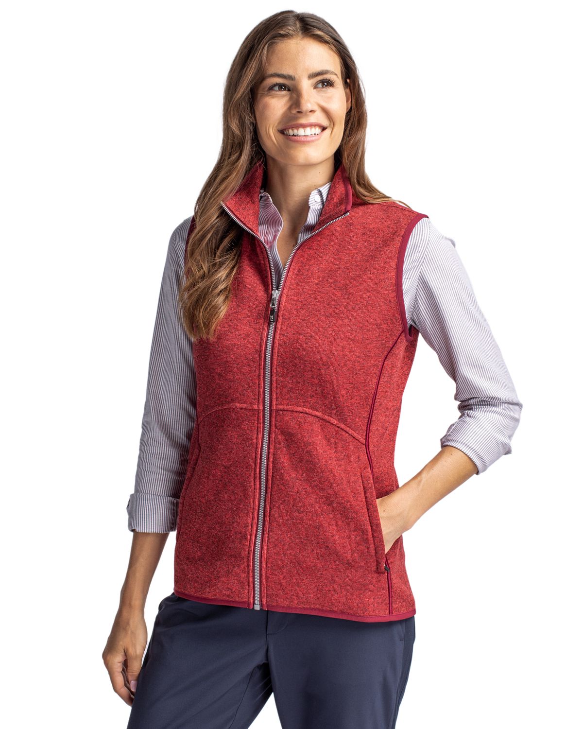 Cutter & Buck Mainsail Sweater-Knit Womens Full Zip Vest