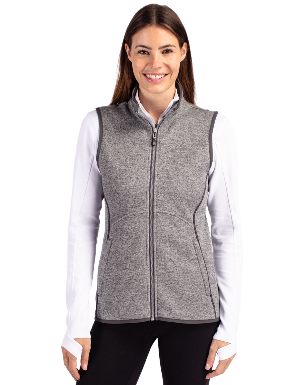 Cutter & Buck Mainsail Sweater-Knit Womens Full Zip Vest