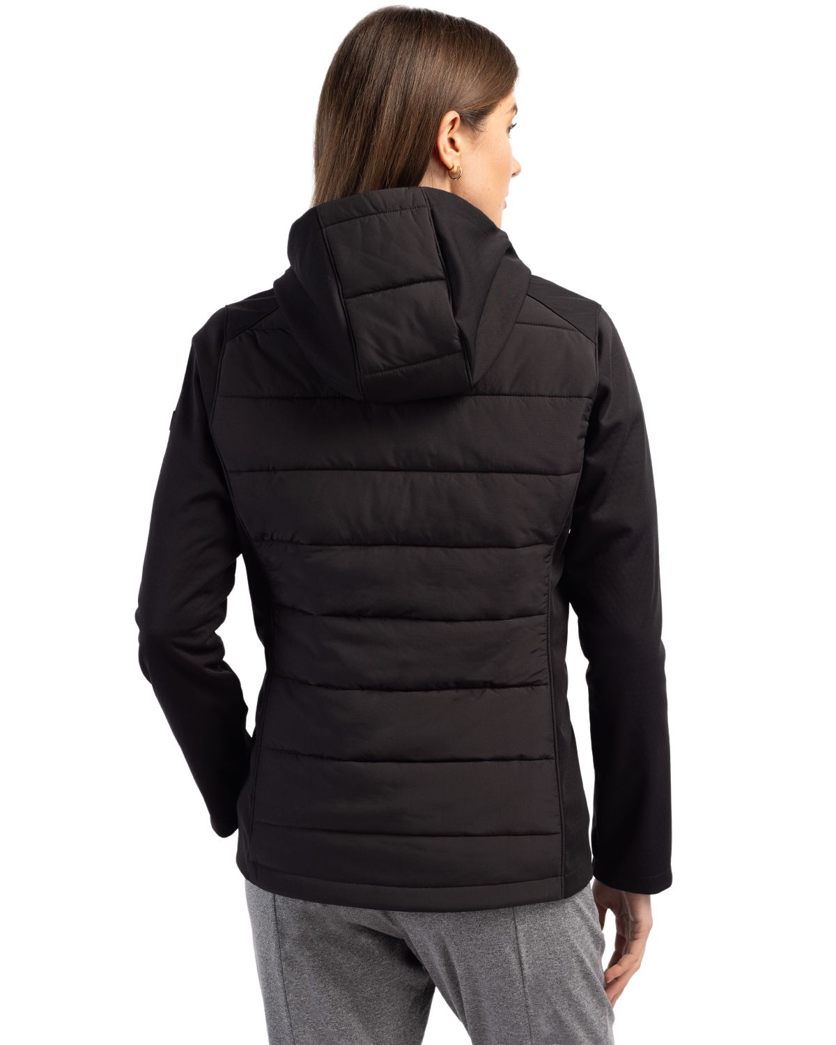 Cutter & Buck Evoke Epic Versatility Recycled Hybrid Softshell Womens Full Zip Hooded Jacket
