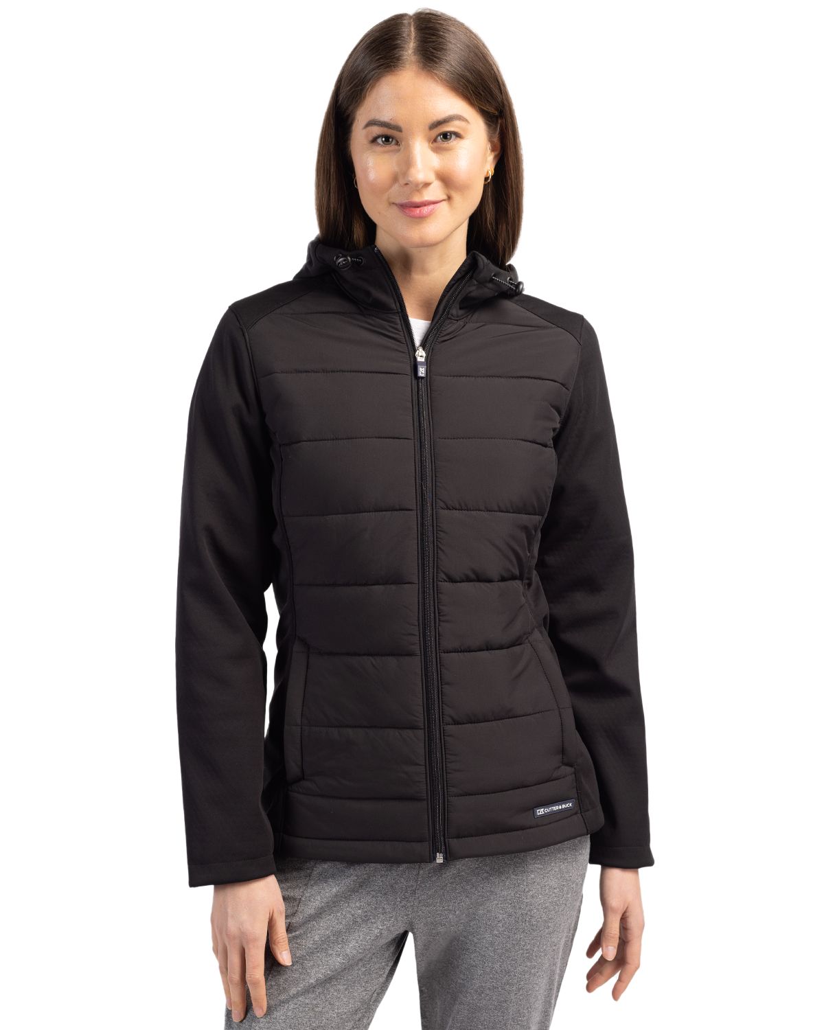 Cutter & Buck Evoke Epic Versatility Recycled Hybrid Softshell Womens Full Zip Hooded Jacket