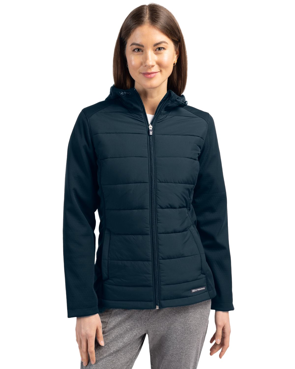 Cutter & Buck Evoke Epic Versatility Recycled Hybrid Softshell Womens Full Zip Hooded Jacket