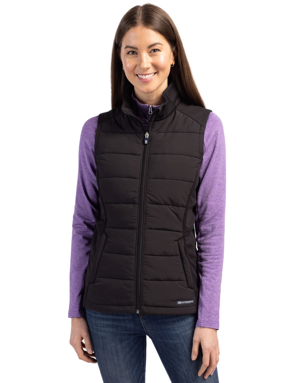 Cutter & Buck Evoke Epic Versatility Recycled Hybrid Softshell Womens Full Zip Vest