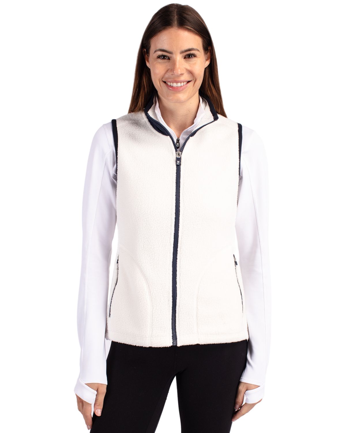 Cutter & Buck Cascade Epic Comfort Recycled Sherpa Fleece Womens Full Zip Vest