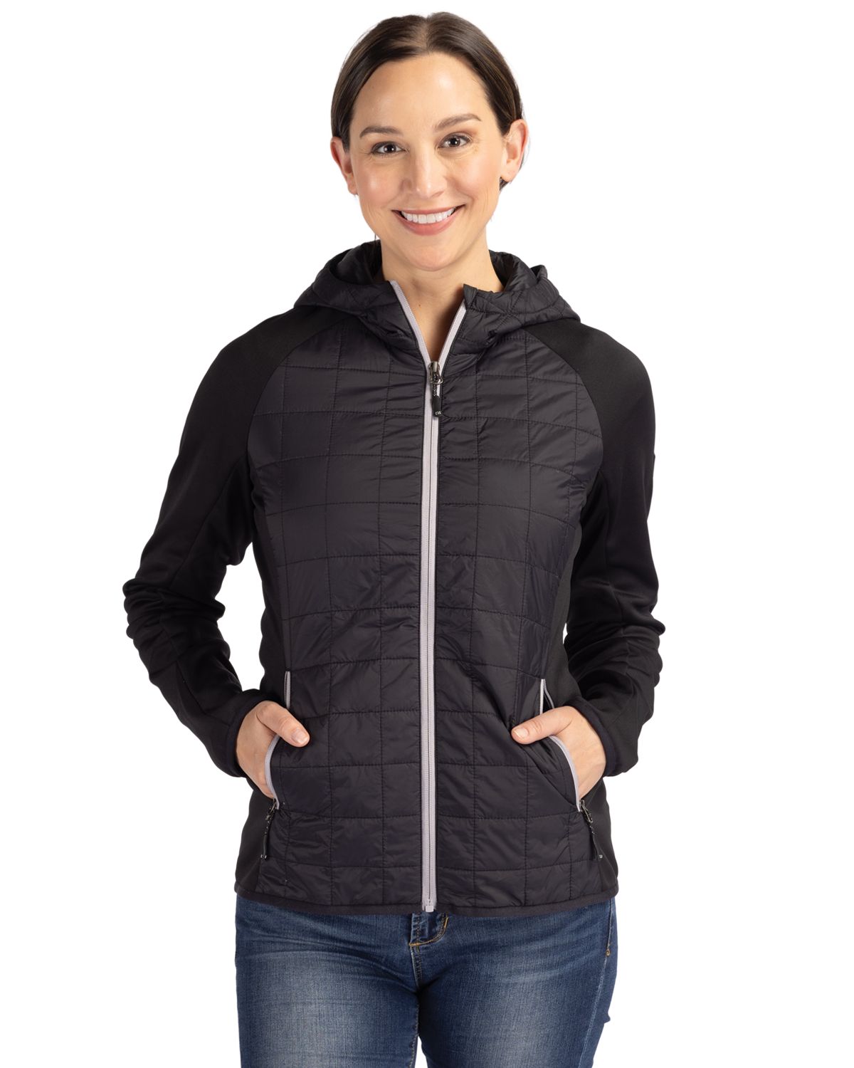 Cutter & Buck Rainier Recycled Insulated Hybrid Puffer Womens Full Zip Jacket