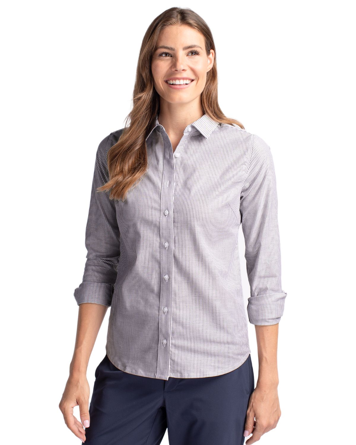 Cutter & Buck Easy Care Stretch Oxford Stripe L/S - Women's