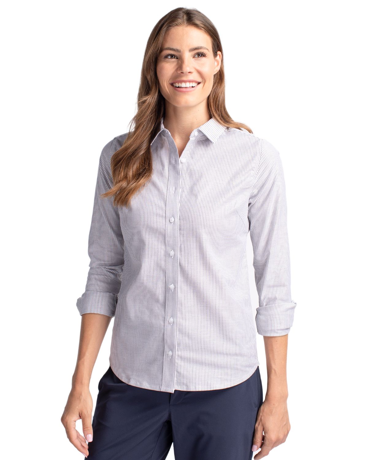 Cutter & Buck Easy Care Stretch Oxford Stripe L/S - Women's