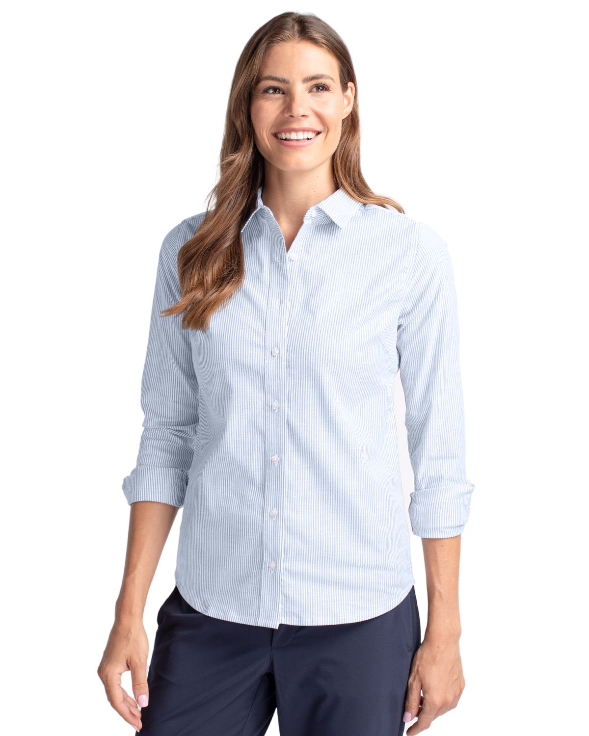 Cutter & Buck Easy Care Stretch Oxford Stripe L/S - Women's