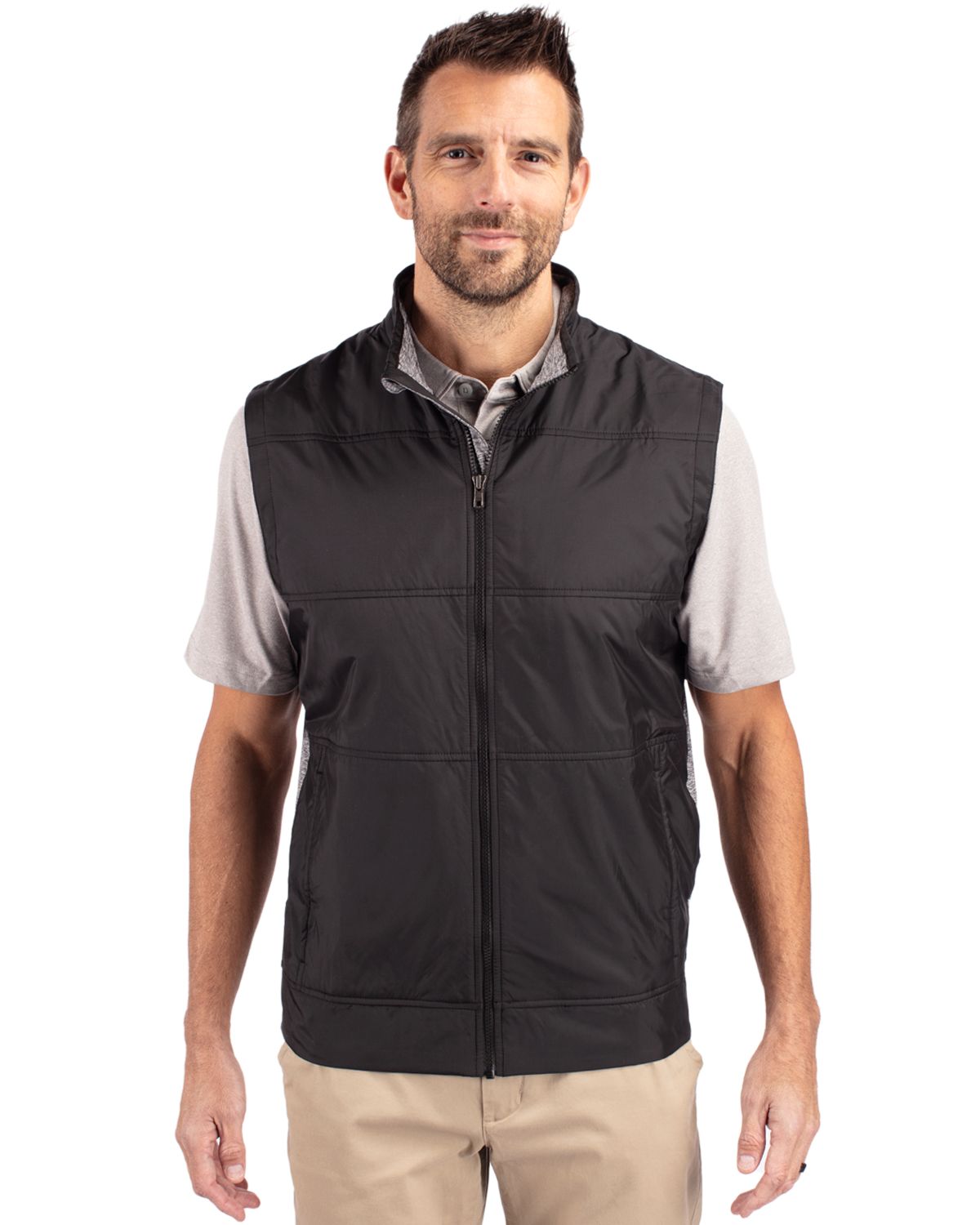 Cutter & Buck Stealth Recycled Hybrid Quilted Mens Windbreaker Vest