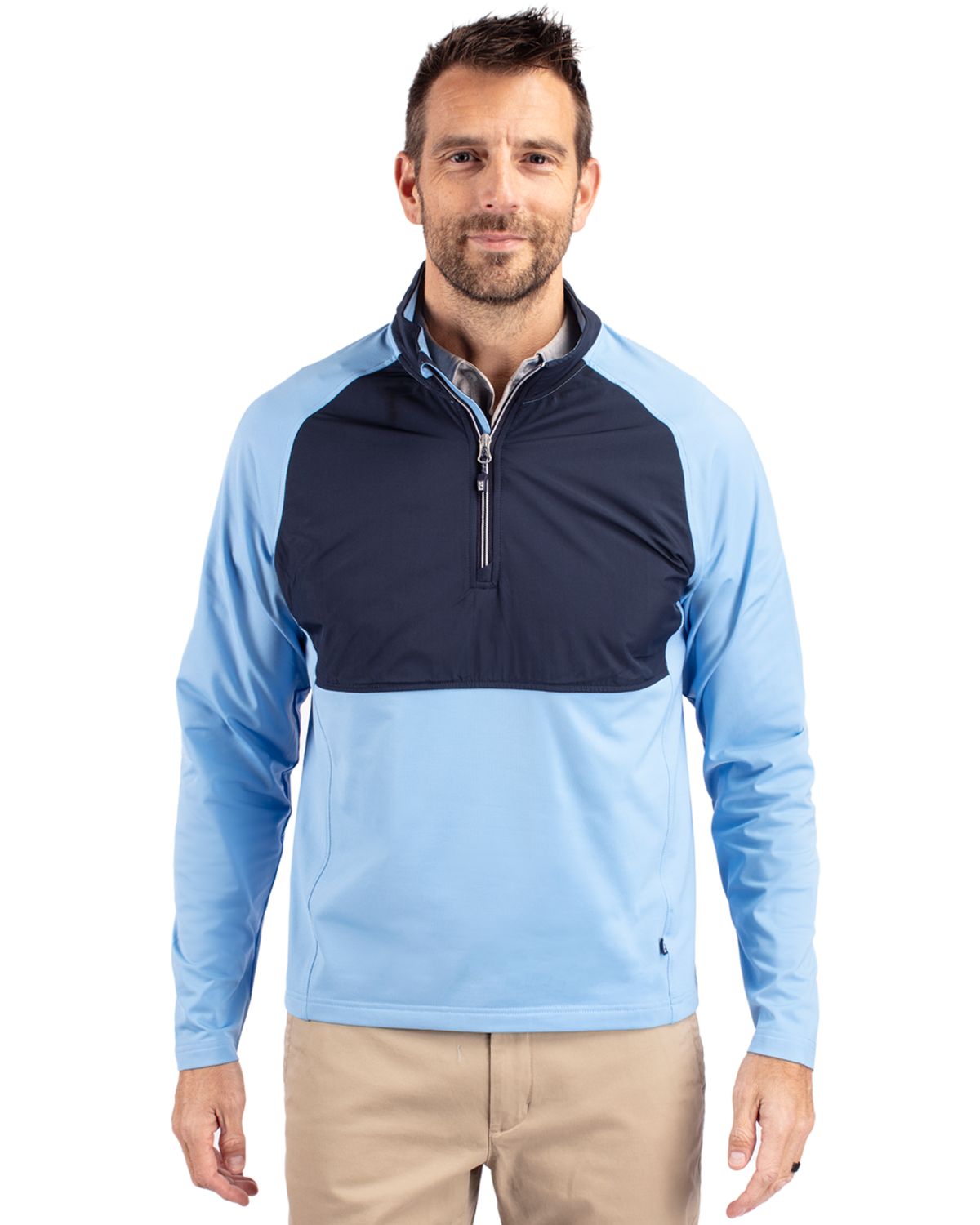 Cutter & Buck Adapt Recycled Soft Knit Stretch Mens Hybrid Quarter Zip Pullover