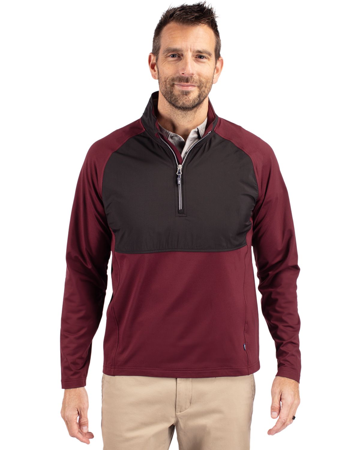 Cutter & Buck Adapt Recycled Soft Knit Stretch Mens Hybrid Quarter Zip Pullover