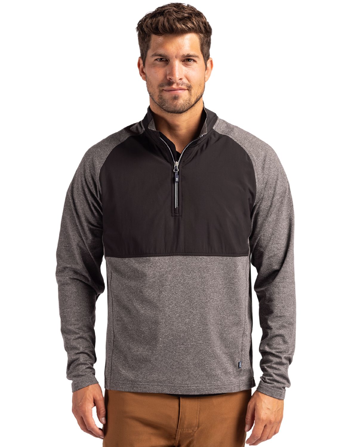 Cutter & Buck Adapt Recycled Soft Knit Stretch Mens Hybrid Quarter Zip Pullover