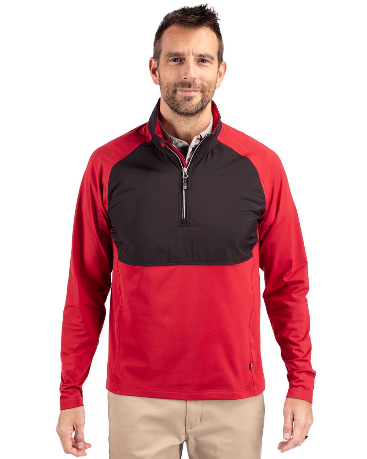 Cutter & Buck Adapt Recycled Soft Knit Stretch Mens Hybrid Quarter Zip Pullover