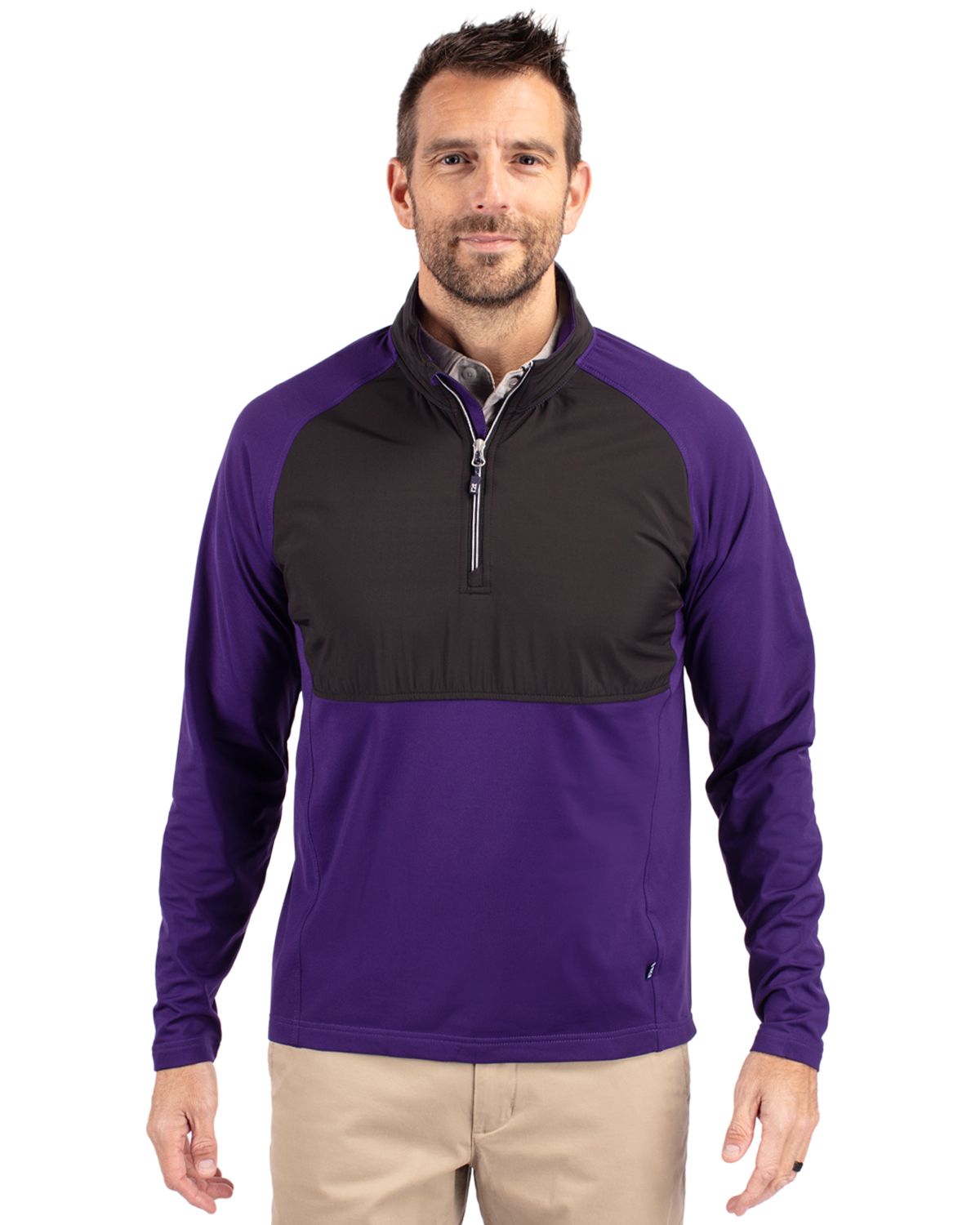 Cutter & Buck Adapt Recycled Soft Knit Stretch Mens Hybrid Quarter Zip Pullover
