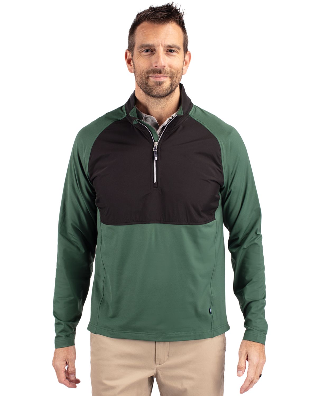 Cutter & Buck Adapt Recycled Soft Knit Stretch Mens Hybrid Quarter Zip Pullover