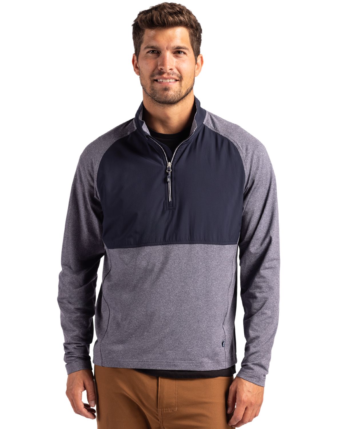Cutter & Buck Adapt Recycled Soft Knit Stretch Mens Hybrid Quarter Zip Pullover