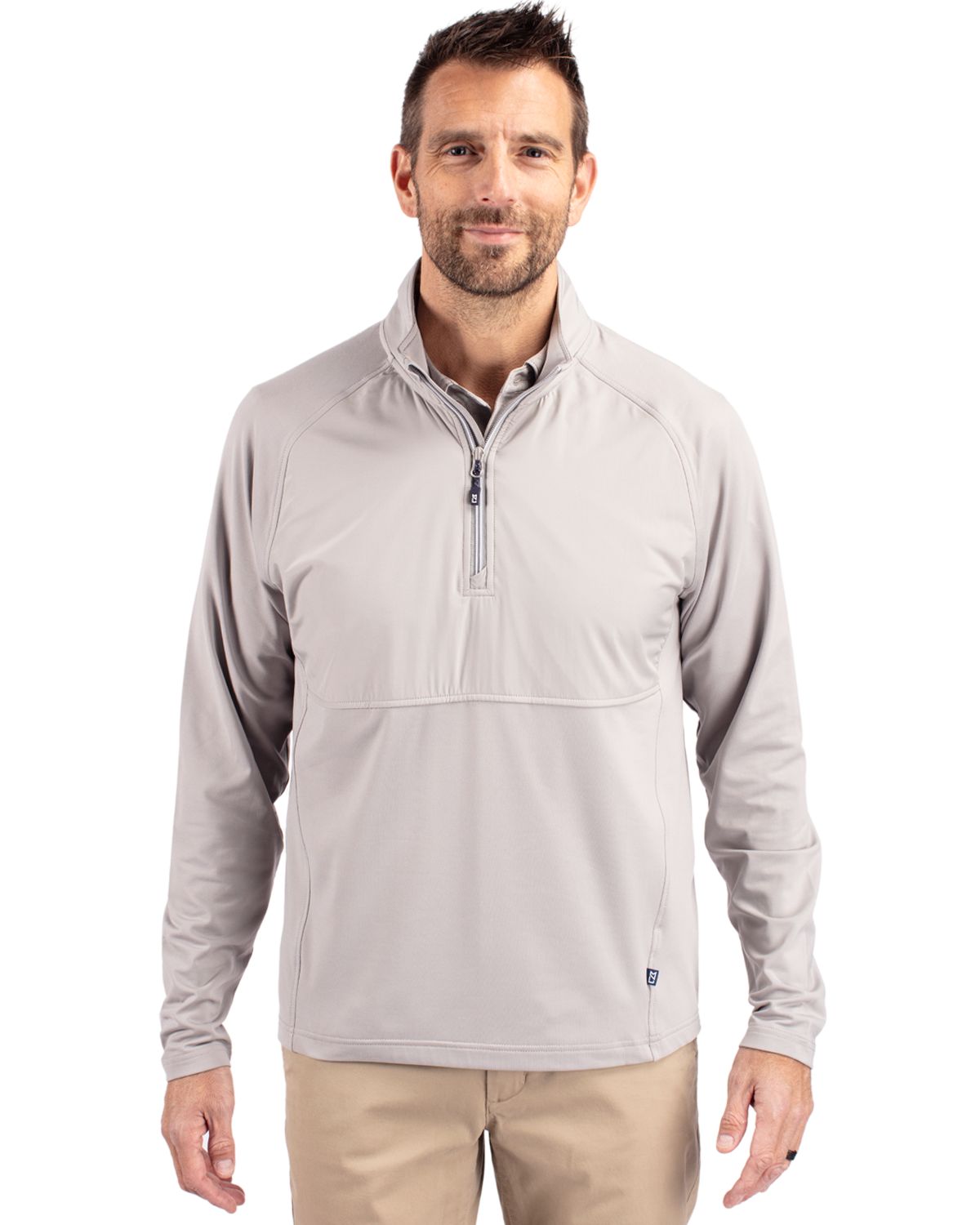 Cutter & Buck Adapt Recycled Soft Knit Stretch Mens Hybrid Quarter Zip Pullover