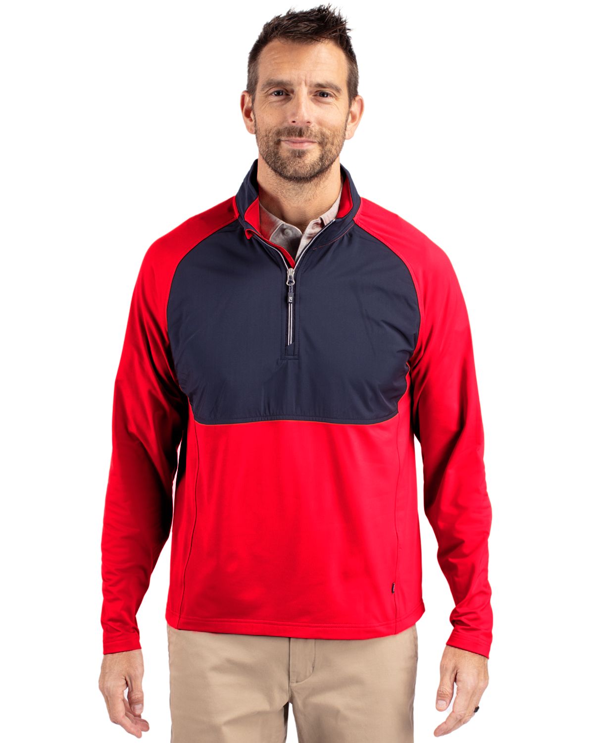 Cutter & Buck Adapt Recycled Soft Knit Stretch Mens Hybrid Quarter Zip Pullover