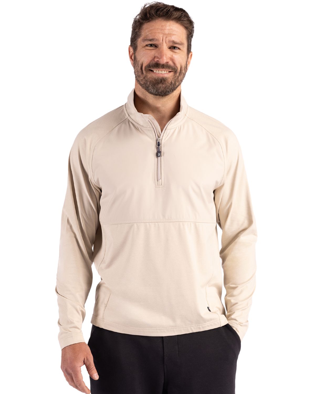 Cutter & Buck Adapt Recycled Soft Knit Stretch Mens Hybrid Quarter Zip Pullover