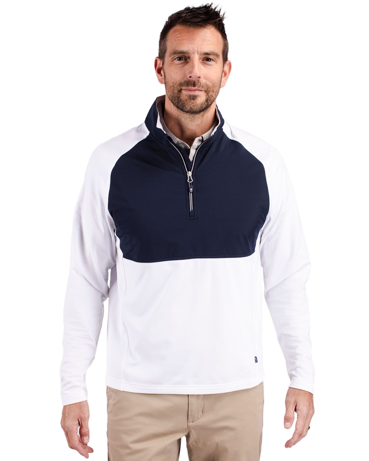 Cutter & Buck Adapt Recycled Soft Knit Stretch Mens Hybrid Quarter Zip Pullover