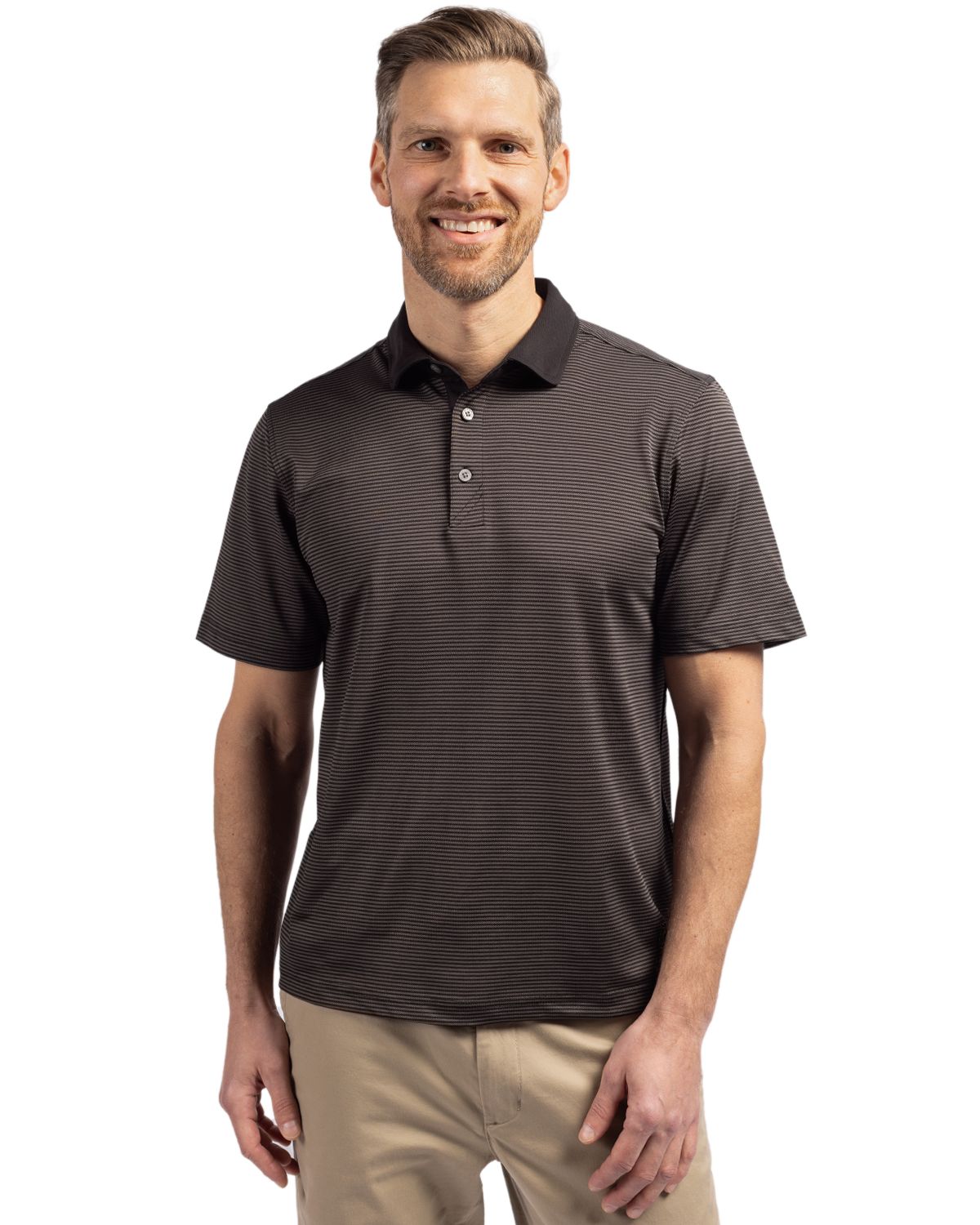 Cutter & Buck Virtue Recycled Micro Stripe Featherlight Pique Mens Big & Tall Polo