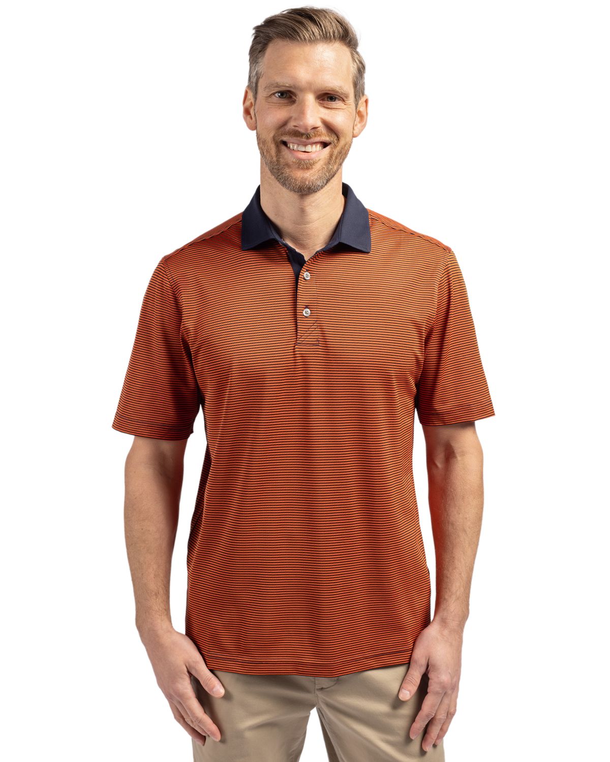 Cutter & Buck Virtue Recycled Micro Stripe Featherlight Pique Mens Polo