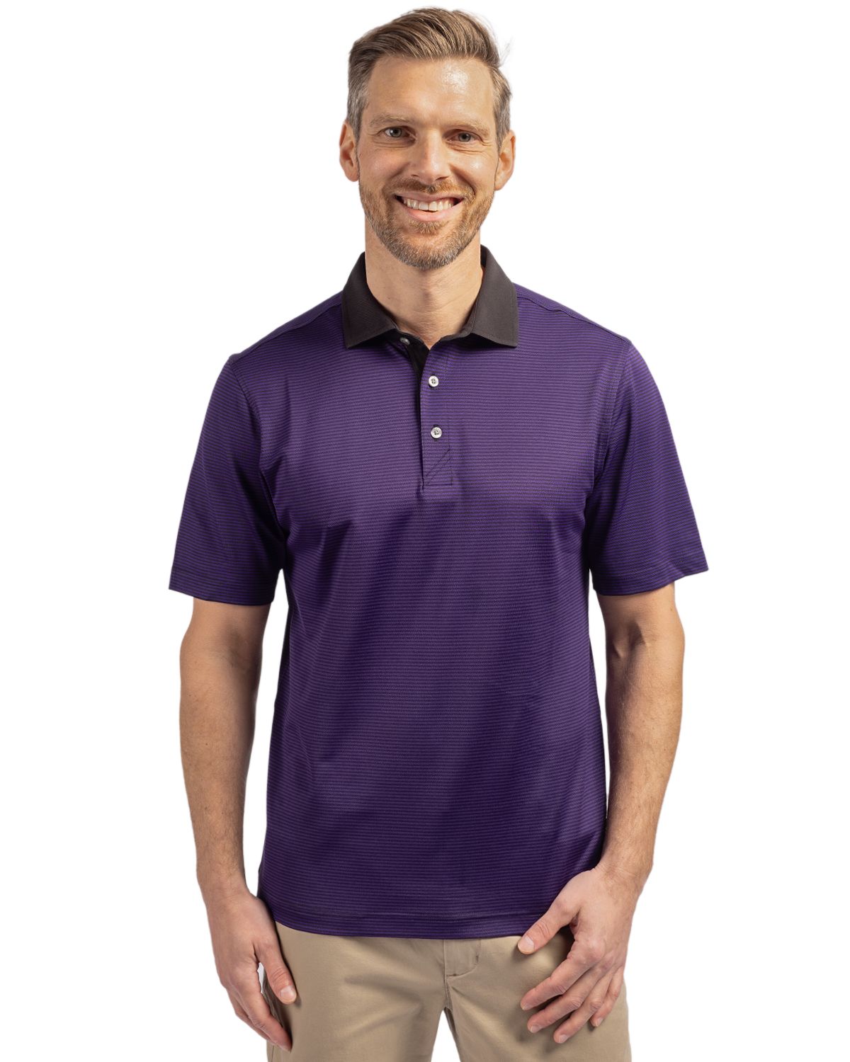 Cutter & Buck Virtue Recycled Micro Stripe Featherlight Pique Mens Polo