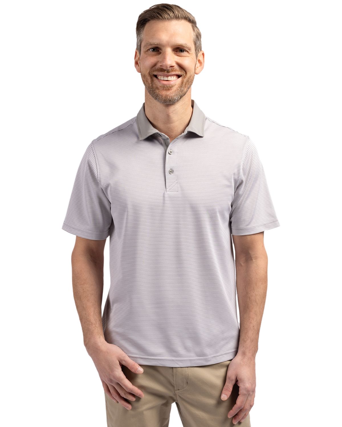 Cutter & Buck Virtue Recycled Micro Stripe Featherlight Pique Mens Big & Tall Polo